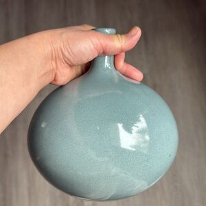 Vintage Elegant Grayish Blue Ceramic Vase made in Portugal